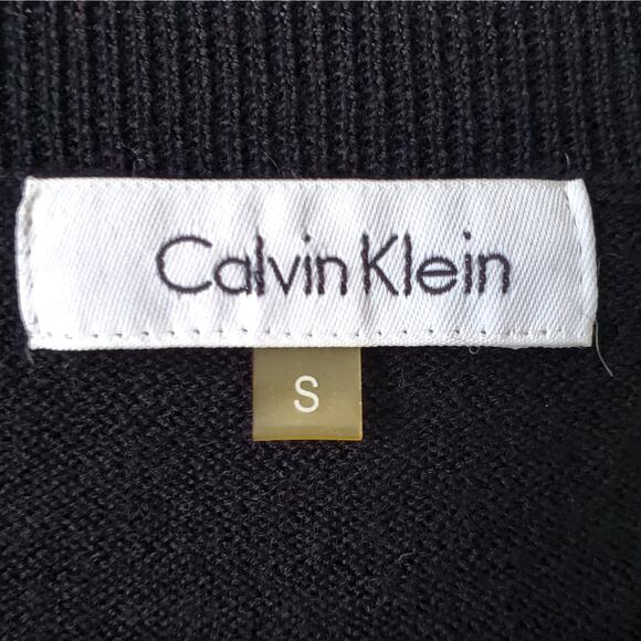 Women Calvin Klein V Neck Black Sequin Sweater Jumper S Holiday Cocktail Sparkle - Picture 4 of 10